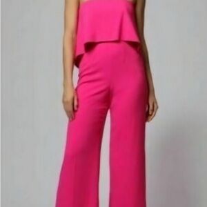 JAYGODFREY Vibrant Pink Strapless Jumpsuit